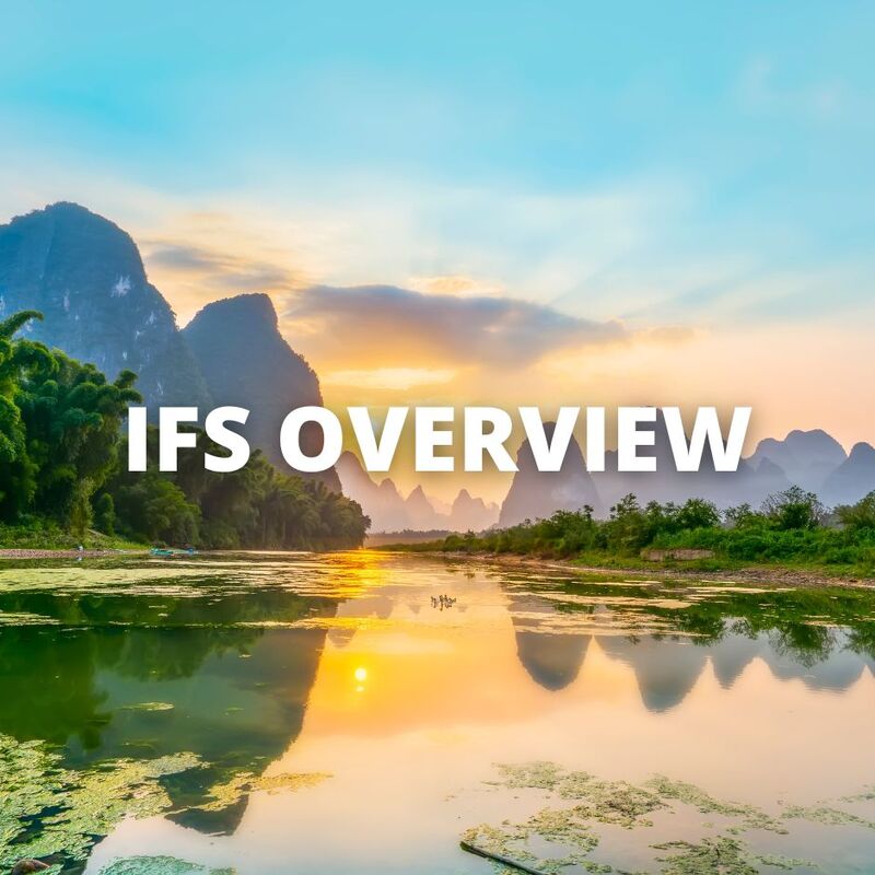 "IFS Overview" title superimposed on photo of mountains by water